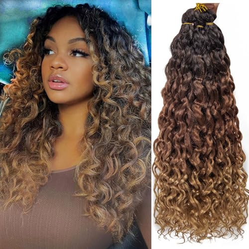 Ocean Wave Crochet Hair 24inch Deep Wave Curly Crochet Hair For Women Ombre Hawaii Curly Braiding Hair Synthetic Bohemian Crochet Braid Water Wave Crochet hair Extensions (6Packs, 1B/30/27)