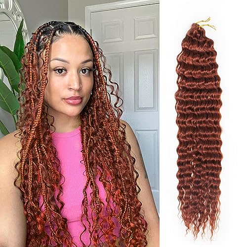 Ocean Wave Crochet Hair 30 Inch 1 Pack Long Deep Wave Braiding Hair Synthetic Curly Crochet Hair Extensions For Black Women (30 Inch, 1pack, 350)