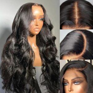 OCTSUN 26" Body Wave Lace Front Wigs Human Hair 13x4 HD Lace Glueless Human Hair Wig Pre Plucked Natural Hairline Brazilian Human Virgin Hair Long Black Body Wave Wig for Black Women 180% Density