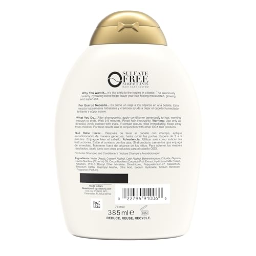 OGX Nourishing Coconut Milk Conditioner, Sulfate-Free Moisturizing Formula, 13 Fl Oz - Image 9
