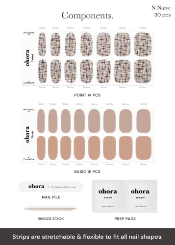 Ohora Naive Semi-Cured Gel Nail Strips Kit Long Lasting Salon Quality Easy Application - Image 4