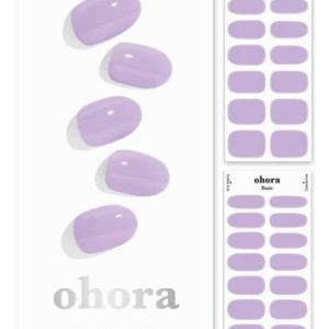 ohora Semi Cured Gel Nail Strips (N Cream Very Peri) - Works with Any Nail Lamps, Salon-Quality, Long Lasting, Easy to Apply & Remove - Includes 2 Prep Pads, Nail File & Wooden Stick - Purple