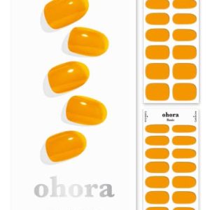 ohora Semi Cured Gel Nail Strips (N Tint Orange) - Works with Any Nail Lamps, Salon-Quality, Long Lasting, Easy to Apply & Remove - Includes 2 Prep Pads, Nail File & Wooden Stick