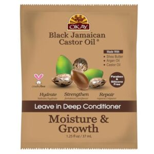 OKAY - Black Jamaican Castor Oil Leave-In Conditioner - All Hair Types/Textures - Repair, Moisturize, Grow Healthy Hair - with Argan Oil, Shea Butter - Free of Parabens, Silicones, Sulfates - 1.5 oz