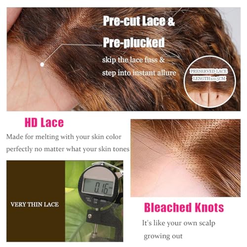 12 Inch Ombre 4/27 Highlight Deep Wave Curly Glueless Lace Front Human Hair Bob Wig - Image 4