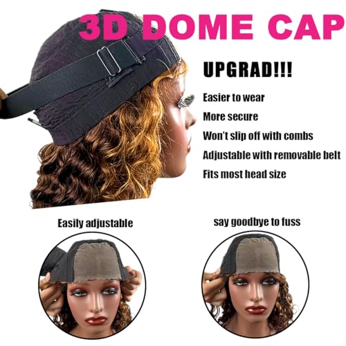 12 Inch Ombre 4/27 Highlight Deep Wave Curly Glueless Lace Front Human Hair Bob Wig - Image 6