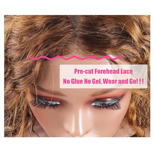 12 Inch Ombre 4/27 Highlight Deep Wave Curly Glueless Lace Front Human Hair Bob Wig - Image 2