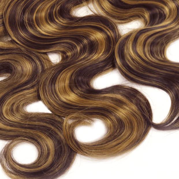 Ombre Body Wave Bundles Highlight Human Hair Bundle Brazilian Virgin Brown Highlight Bundles 12 Inch Honey Blonde Bundles Human Hair Weaves Double Weft P4/27 Human Hair Bundles - Image 7