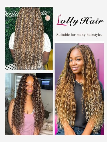 Ombre Braiding Hair 1 Bundle 50g 18 Inch P4/27 Human Braiding Hair Deep Wave Honey Blonde Braiding Hair Highlight Water Wave Bulk Human Hair 100% 10A Brazilian Brown Bariding Hair for Boho Braids - Image 6