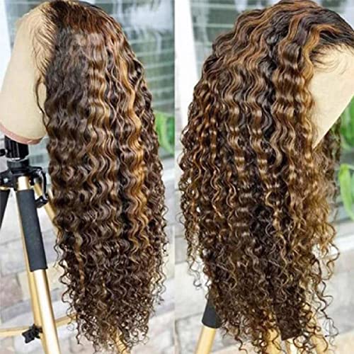 Ombre Highlight 4/27 Lace Front Wig Human Hair Kinky Curly Brazilian Remy Hair Wigs For Black Women Tow Tone Wig Honey Blonde Wig Human Hair Wet And Wavy Wigs Closure Wig 20 Inch - Image 5