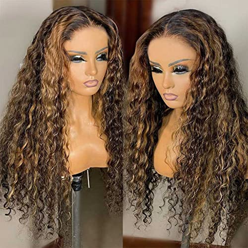 Ombre Highlight 4/27 Lace Front Wig Human Hair Kinky Curly Brazilian Remy Hair Wigs For Black Women Tow Tone Wig Honey Blonde Wig Human Hair Wet And Wavy Wigs Closure Wig 20 Inch - Image 2