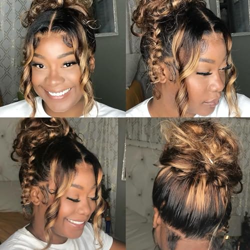 Ombre Highlight Body Wave 360 Lace Front Wigs Human Hair Pre Plucked With Baby Hair Honey Blonde 360 Hd Lace Frontal Wigs Human Hair Full Lace for Women 18inch - Image 2