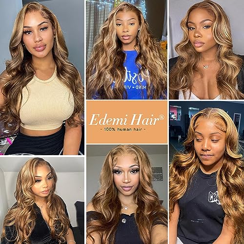 28 Inch Honey Blonde Ombre Body Wave HD Transparent Lace Front Wig 180% Density - Image 2