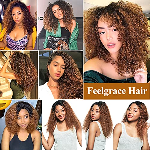 Ombre Two Tone Brazilian Kinky Curly Hair Bundles 1B/30 Virgin Curly Hair Extension 3 Bundles Kinkys Curly Human Hair Black to 30# 300 Gram (10 12 14) - Image 7