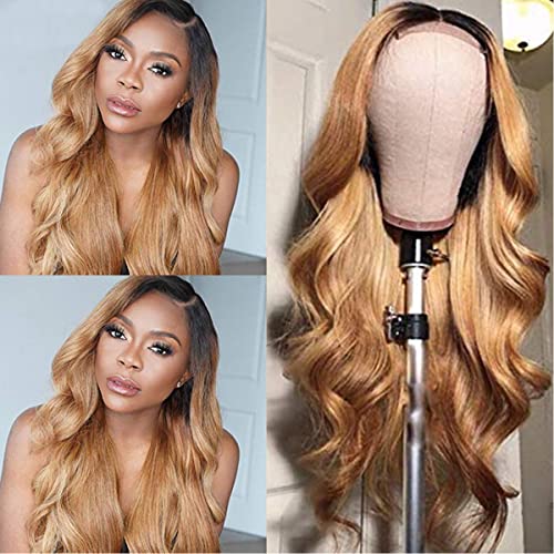 Ombre Wigs Human Hair 4x4 Lace Wig 1B27 Tow Tone Wigs Peruvian Human Hair Wig Grade 8a Lace Frontal Wig 4x4 Body Wave Honey Blonde Wig Top Swiss Lace Wig With Baby Hair 16 Inch