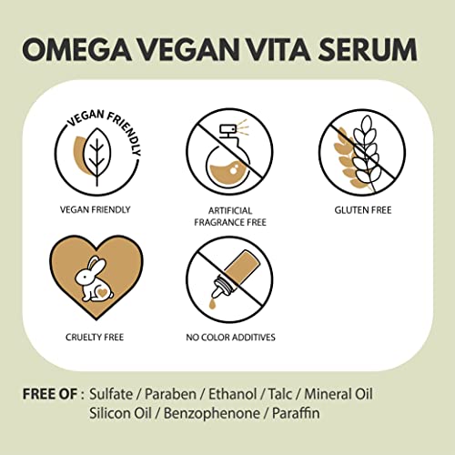 Omega Vegan Vita Face Serum 5 Oz Lightweight Vitamin Peptide Hyaluronic Acid for Even Skin Tone - Image 5