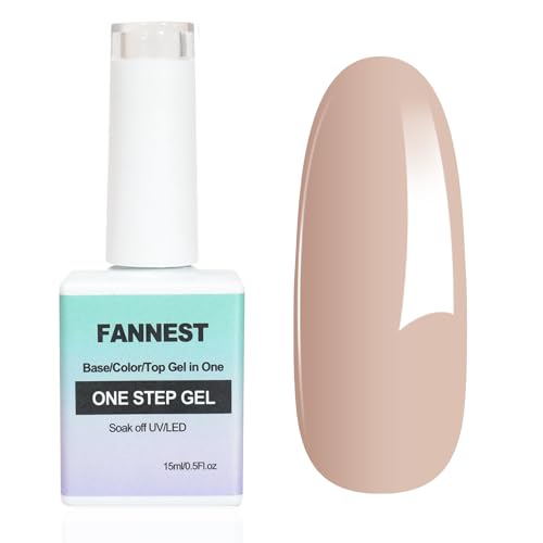 One Step Gel Nail Polish 3 in1 No Need Base and Top Coat,Nude nail polish Soak Off LED Gel Nail, 0.5 Fl Oz Gift for Women(Khaki)