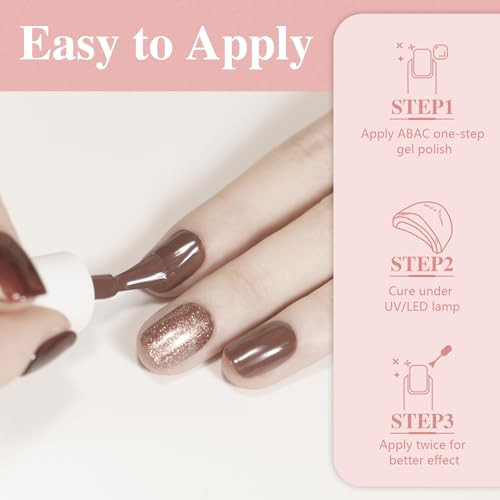 One-step Gel Polish 12 color Skin Tone Nude Gel Polish All Seasons Skin Tones Pink Neutral Brown Gel Polish Kit, Soak Off LED Gel Nail Kit Manicure DIY Home - Image 8