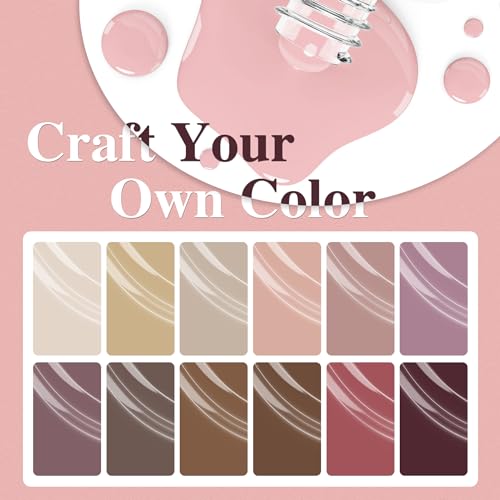 One-step Gel Polish 12 color Skin Tone Nude Gel Polish All Seasons Skin Tones Pink Neutral Brown Gel Polish Kit, Soak Off LED Gel Nail Kit Manicure DIY Home - Image 7