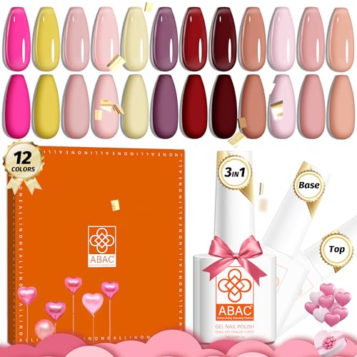 One Step Jelly Gel Nail Polish Set 12 colors Spring Summer Nude Pink Translucent Pastel Gel Nail Polish Neutral Sheer Red Brown Gel Polish Kit Soak Off UV Nail Polish Gift for Women