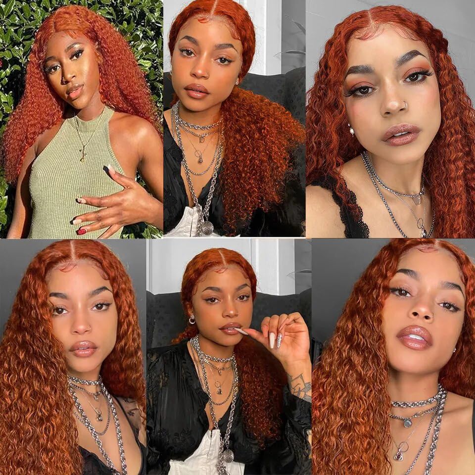 Orange Curly Wave Human Hair Bundles Color 350 Human Hair Bundles Ginger Kinky Curly Bundles Double Weft Remy Hair Wet and Wavy Bundles Soft and Silky for Black Woman (22 24 26 inch,3 Bundles) - Image 3