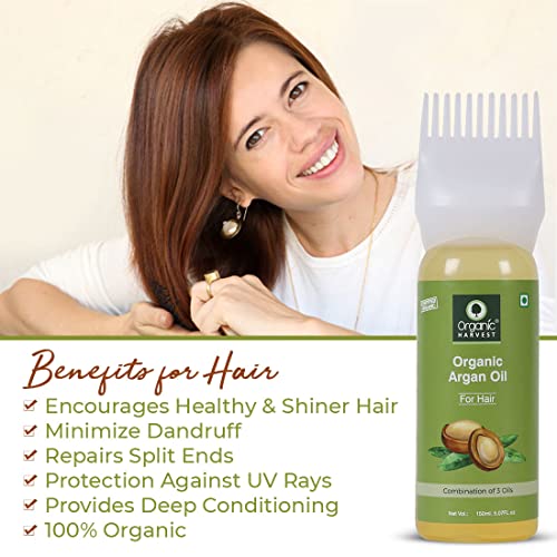 Organic Argan Hair Oil | For Men & Women | Cold-pressed Moroccan Argan Oil For Soft, Silky & Smooth Hair | 100% American Certified Organic | Sulphate & Paraben-free - 150ml - Image 2
