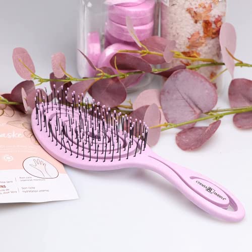 Vegan Climate Neutral Pink Detangling Brush for Thick Curly Hair - Image 4