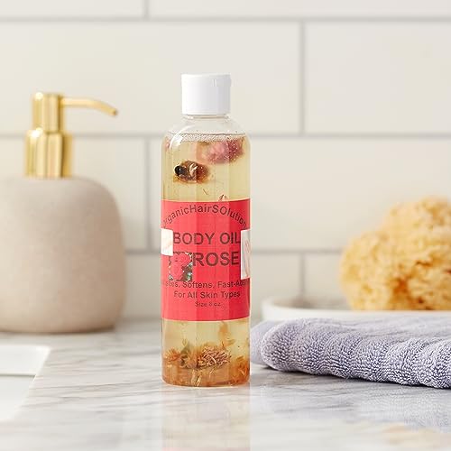 Organic Hair Solution- NOURISHING BODY OIL WITH ROSE SCENT-Plant-based Formula, Dry Skin Moisturizer & Hydrating Body Massage Oil, for Radiant & Healthy Glow, Nourishing After Shower & Bath Oil (8 oz) - Image 10