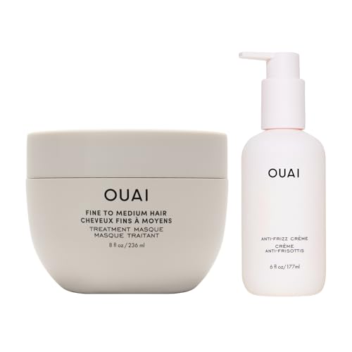 OUAI Anti Frizz Hair Treatment Bundle - Includes Anti Frizz Crème + Fine to Medium Treatment Masque (2 Count, 6 Oz/ 8 Oz)