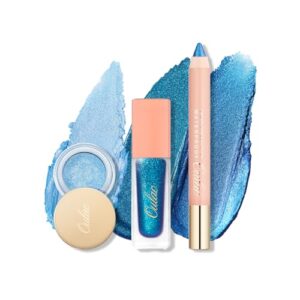 Oulac 3 Piece Waterproof Blue Eyeshadow Set for Long Lasting Vibrant Color