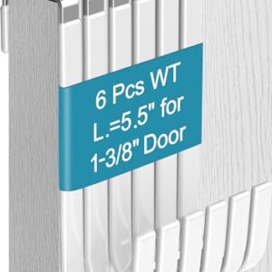Over The Door Hooks 6 Pcs White Rubber Coating L=5.5" for 1 3/8" Door Hanging Bathroom Closet Cabinet Hangers for Towel Coat Robe Clothes Rack Ironing Board Wreath Heavy Duty Holder