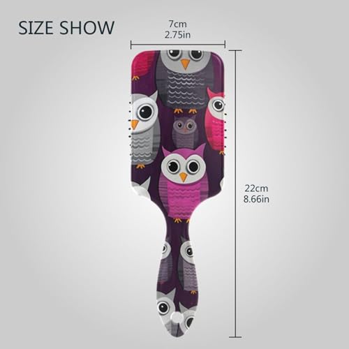 Owls on Red Purple Massage Comb, Hair Detangler Brushes, Hair Brush Men - Image 3