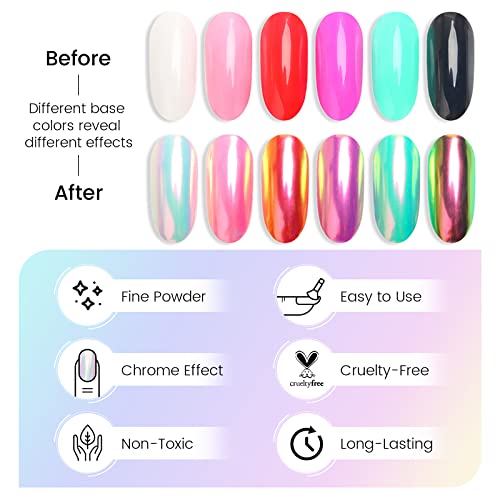 Ownest 2Pcs Neon Iridescent Chrome Nail Powder,Mermaid Chrome Nail Powder Symphony Shell Nail Powder,Mermaid Pearl Magic Nail Powder Salon Nail Pigment Manicure Pigment - Image 5