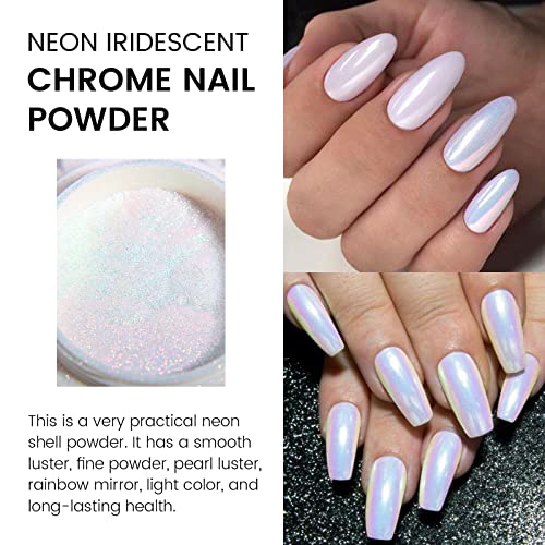 Ownest 2Pcs Neon Iridescent Chrome Nail Powder,Mermaid Chrome Nail Powder Symphony Shell Nail Powder,Mermaid Pearl Magic Nail Powder Salon Nail Pigment Manicure Pigment - Image 3