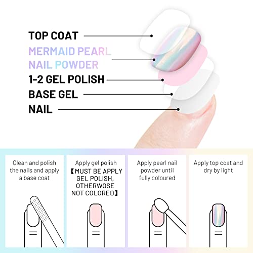 Ownest 2Pcs Neon Iridescent Chrome Nail Powder,Mermaid Chrome Nail Powder Symphony Shell Nail Powder,Mermaid Pearl Magic Nail Powder Salon Nail Pigment Manicure Pigment - Image 2