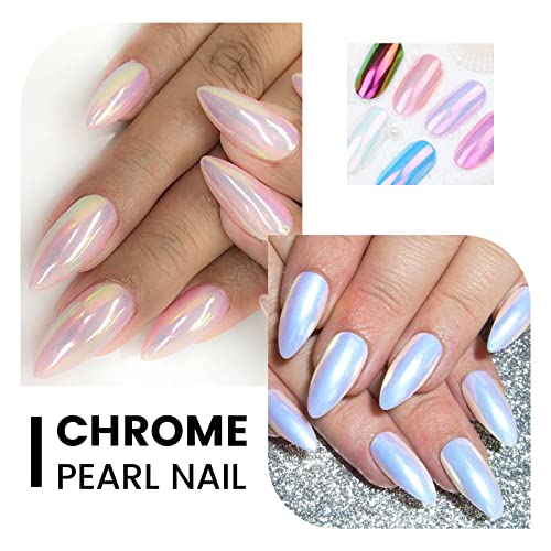 Ownest 2Pcs Neon Iridescent Chrome Nail Powder,Mermaid Chrome Nail Powder Symphony Shell Nail Powder,Mermaid Pearl Magic Nail Powder Salon Nail Pigment Manicure Pigment - Image 6