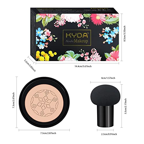 Ownest Mushroom Head Air Cushion BB Cream, Concealer Lasting Nude Makeup Moisturizing Pigment CC Liquid Foundation, Even Skin Tone Makeup Base Primer-Buff Beige - Image 7