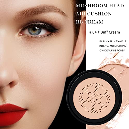 Ownest Mushroom Head Air Cushion BB Cream, Concealer Lasting Nude Makeup Moisturizing Pigment CC Liquid Foundation, Even Skin Tone Makeup Base Primer-Buff Beige - Image 3