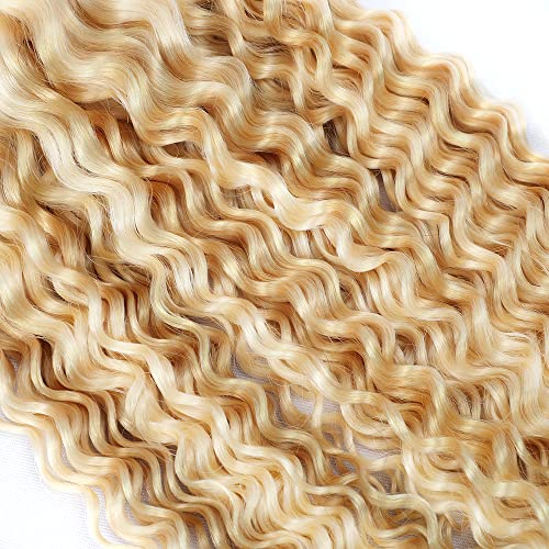 P27/613 Human Hair Bundles Blonde Human Hair Bundles 16 inch 613 Kinky Curly Human Hair Bundles Two Tone Honey Blonde Mixed With Blonde Bundle Human Hair Weave - Image 5
