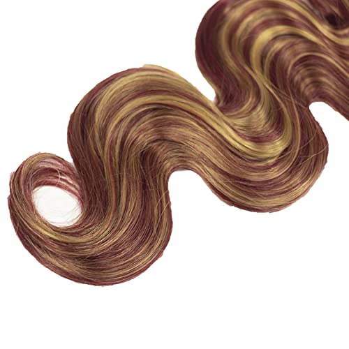 P27/99J Bundles Burgundy Body Wave Human Hair Bundles 20 22 24 Inch Brazilian Two Tone Blonde Mixed With Burgundy Bundles Human Hair Unprocessed Virgin Hair 3 Bundles 99j Bundles Hair Extensions - Image 6