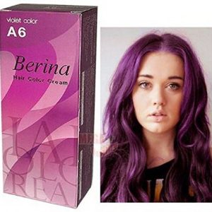Pack of 1 Set Berina BERINA PROFESSIONALS Hair Color Cream Permanent Hair Dye Color A6 : Violet 60 G. Super Permanent Fashion Unisex