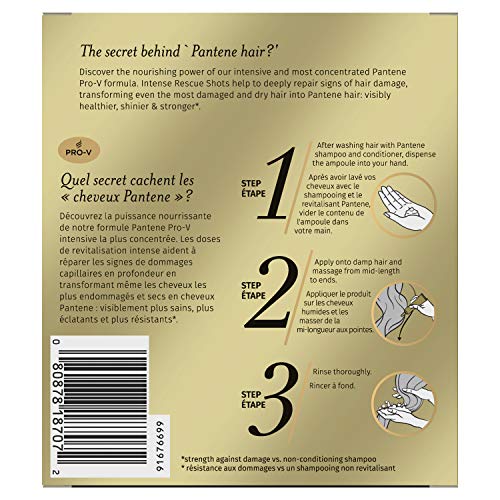 Pantene Rescue Shots Hair Ampoules Treatment, Pro-V Intensive Repair of Damaged Hair, 1.5 Fl Oz (Pack of 3) - Image 2