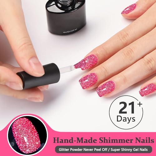 Pastel Gold Glitter Almond Press-On Nails Medium Size Iridescent Shimmer Finish - Image 4