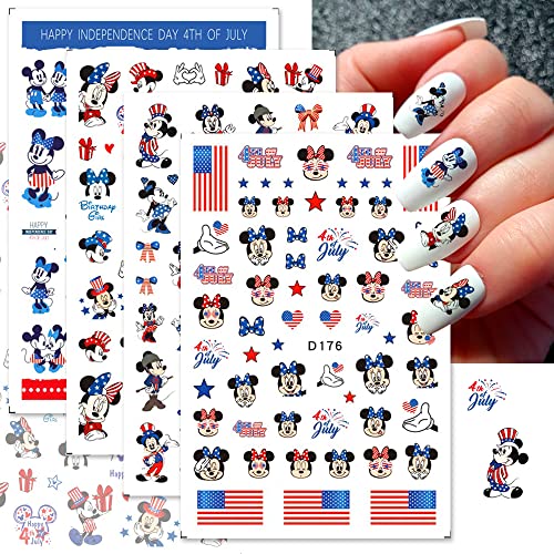 Patriotic 4th of July Nail Stickers - 3D USA Flag Decals, Self-Adhesive for Women & Girls - Image 2