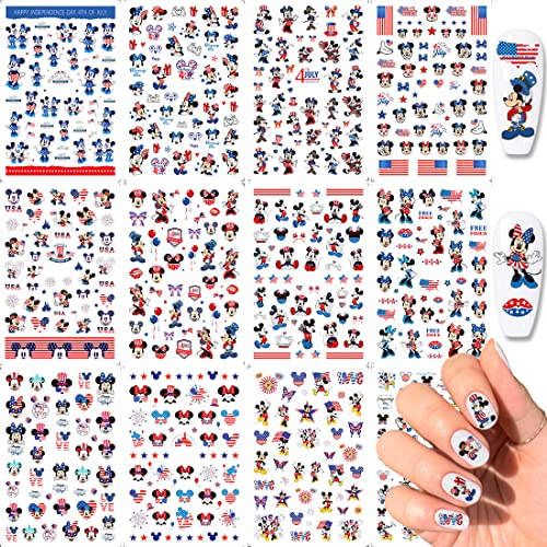 Patriotic 4th of July Nail Stickers - 3D USA Flag Decals, Self-Adhesive for Women & Girls