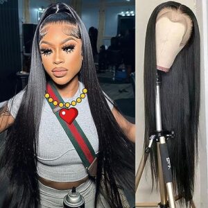 PERISMODA 12A 13x6 Lace Front Wigs Human Hair Pre Plucked Straight Lace Front Wig Human Hair Wigs for Black Women 180 Density 13x6 Frontal Wigs Human Hair HD Transparent Lace Glueless Wigs 26 Inch