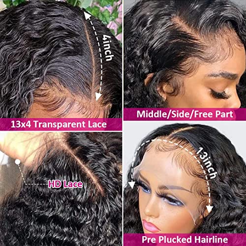 PERISMODA 32 Inch 13x4 Water Wave Lace Front Wigs Human Hair 180% Density 12A HD Transparent Lace Frontal Wigs Human Hair Pre Plucked Brazilian Wet and Wavy Lace Front Wigs Human Hair for Black Women - Image 5