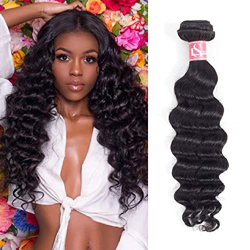 Peruvian Loose Deep Bundles,100% Unprocessed Virgin Human Hair Single Bundle 28 Inch 10A Peruvian Loose Deep Wave Human Hair Bundles Deep Curly Wave Human Hair Weave Bundles Natural Black