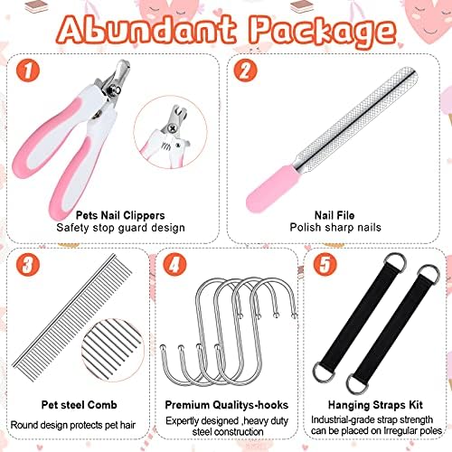 Pink X-Small Pet Grooming Hammock Kit with Nail Clippers and Comb - Image 5