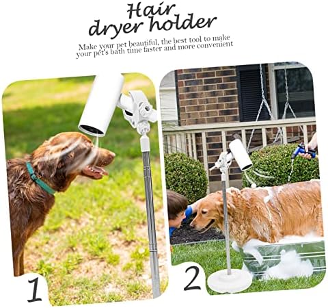 Pet Hair Dryer Hands Free Dryer Holder Pet Hair Blower Stand Shelf Bracket Hair Dryer Stand Holder Rotating Stand Floor Stand Cat White Plastic with Hood Water Blower - Image 9